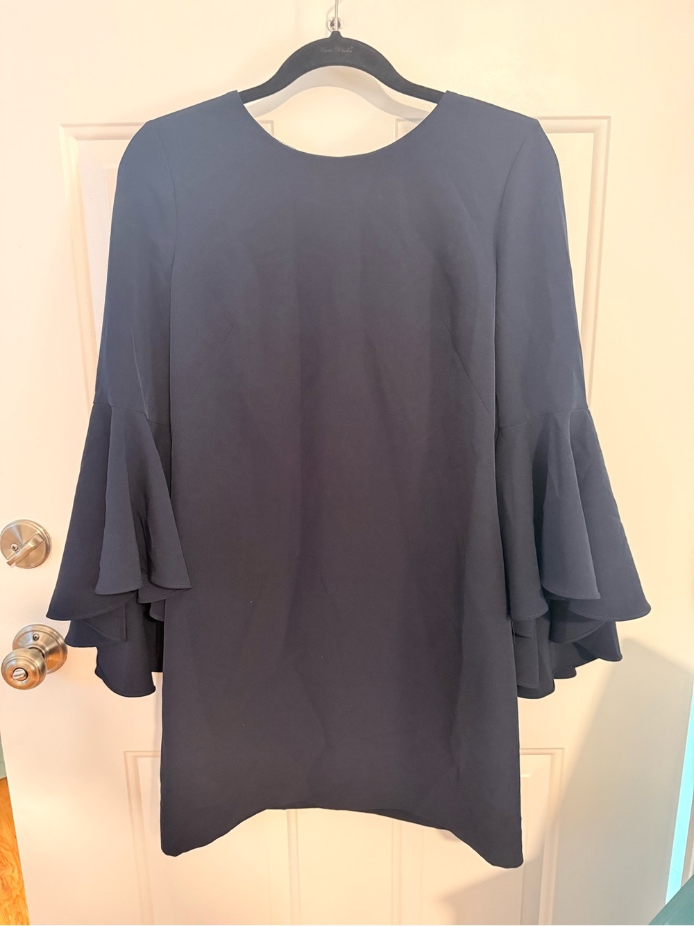 Milly Dark Navy Tiered Bell Sleeve Mini Dress